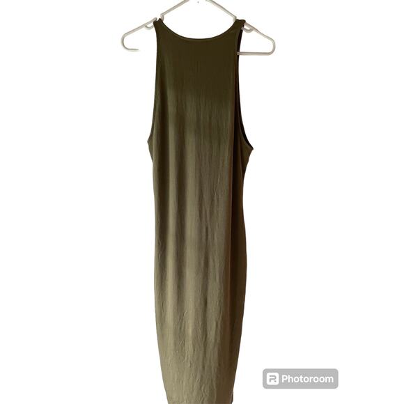 NWT INC X Culpos Bodycon ribbed, army green,‎ halter dress, SZ XL - Picture 4 of 8